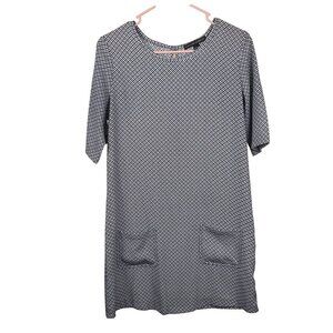 Harlowe & Graham Navy and White S/S Dress w/ Pockets Sz S See Measurements EUC